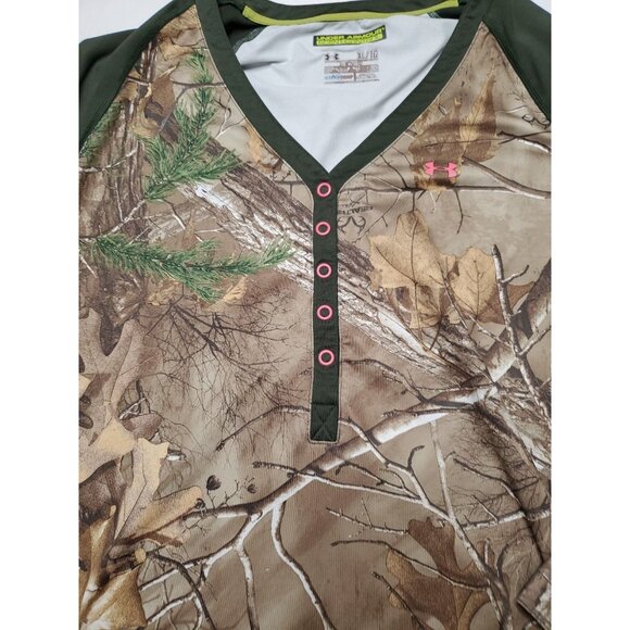 Under Armour Women's Scent Control Real Tree Shirt Camo Size XL Base Layer - Picture 3 of 11
